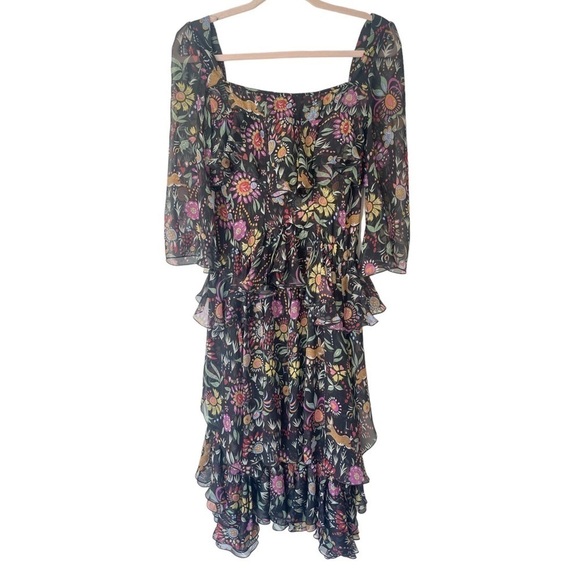 La DoubleJ Sissi Tiered Ruffle Midi Dress Babe in Silk Chiffon XS - Picture 10 of 17